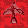 Rainbow Squared Year 5, Piece Eleven: 1. Red Red. An animated loop of a red bird painted in blood on a red background with a red web. The blood dries and that bird is subsumed by the web and disappears.