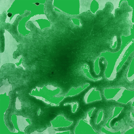 An animated loop of green abstract web-shapes flashing and changing shading.