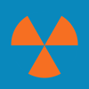 Rainbow Squared, Year 5, Piece Twenty-Four: Blue Orange. A circle with alternating orange and blue slices spins on a blue background in the same shade of blue, so that it looks both like individual orange slices and one implied blue circle. As it spins, the circle breaks into smaller and smaller slices.